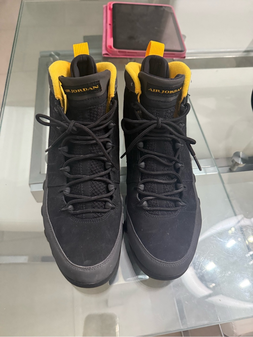 Jordan Men’s Black and Yellow High-Top Sneakers
